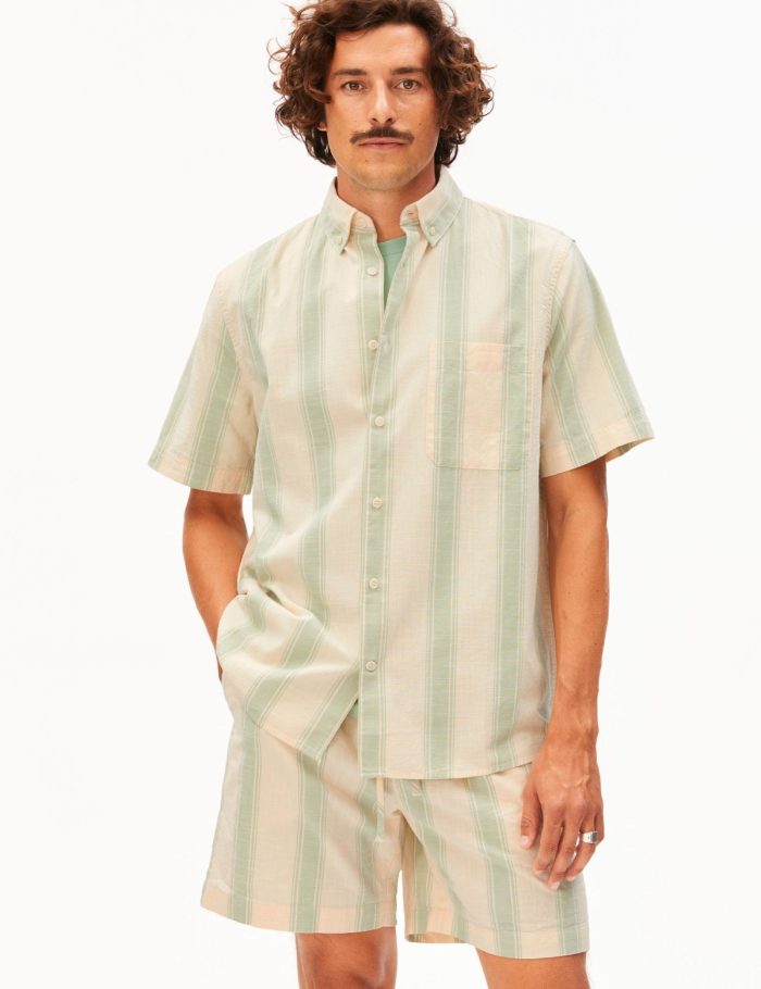 Hemd Striped Short Gr&uuml;n