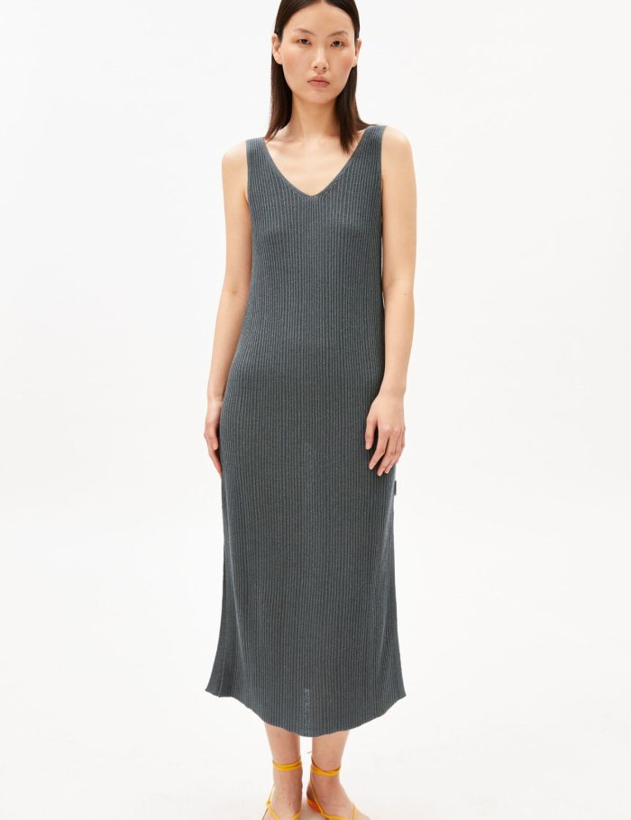 Kleid Knit Linen Blend Grau