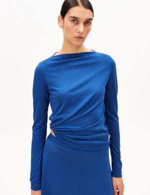 Longsleeve Boat Neck Blau