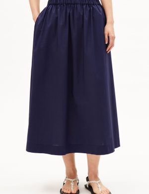 Rock Poplin Midi A-Line Blau