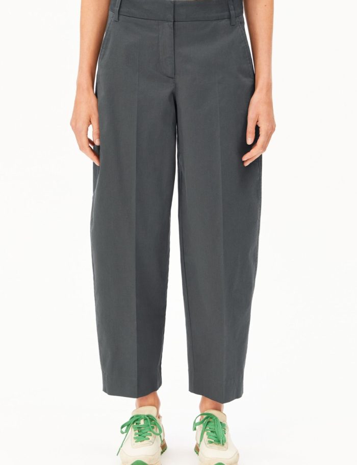 Stoffhose Barrel Leg Twill Grau