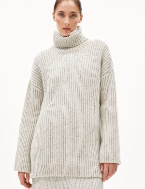 Strickpullover Sabiraa Wollmix Tweed Grau