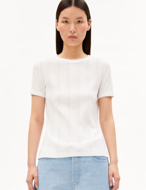 T-Shirt Pointelle Wei&szlig;