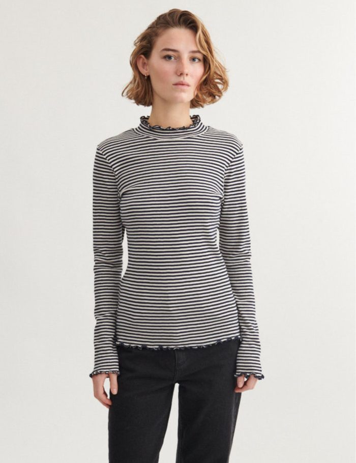 Longsleeve Silma High Neck Blau