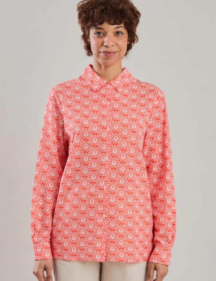Bluse Asis Percales Daisy Rot