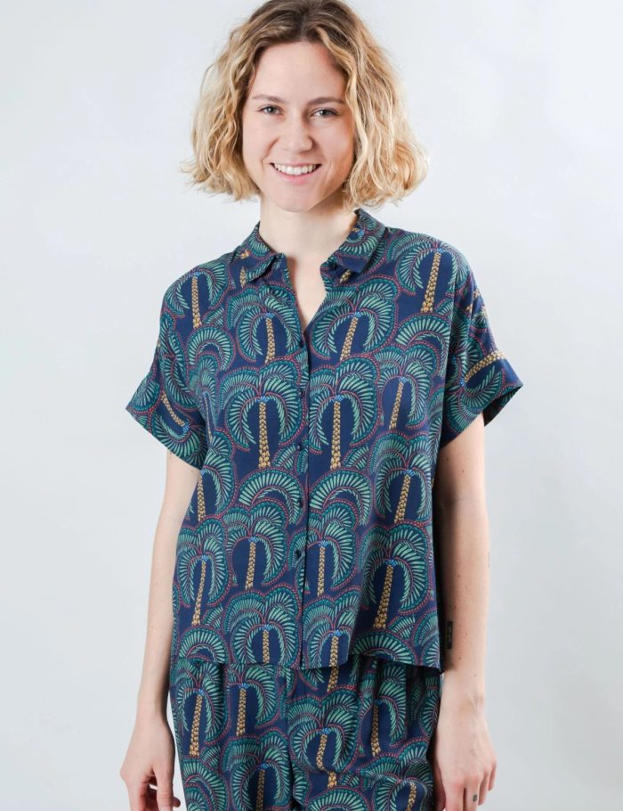 Bluse Borneo Batwing Blau