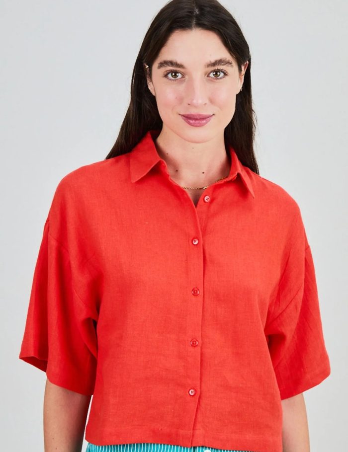 Bluse Boxy Squared Rot Bluse Boxy Squared Rot