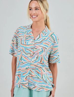 Bluse Messy Stripes Aloha Blau