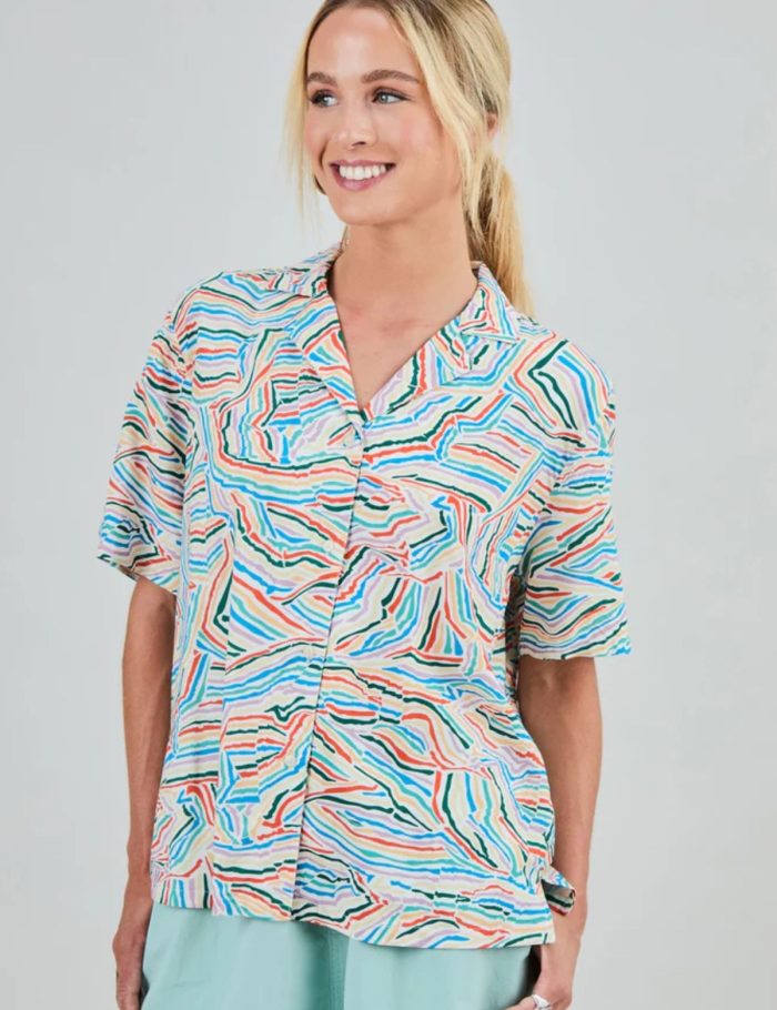Bluse Messy Stripes Aloha Blau