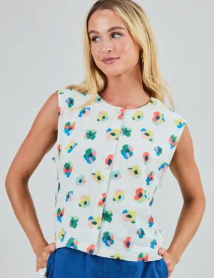 Bluse Mini Flower Button Up Off White