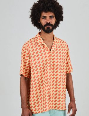 Hemd Gum Aloha Shirt Rust Red Orange