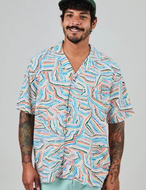 Hemd Messy Stripes Aloha Blau