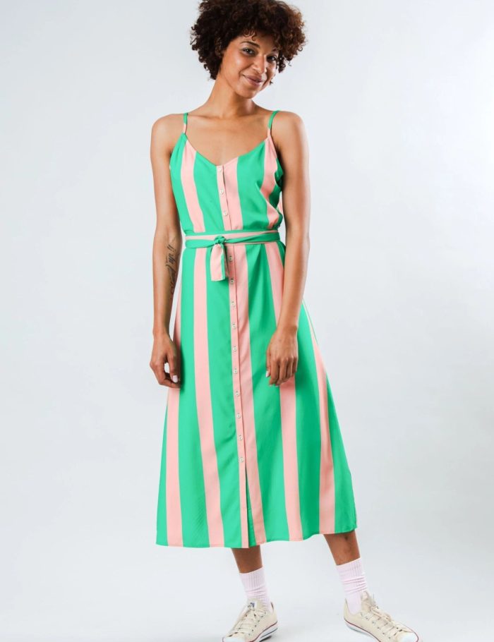 Kleid Color Block Strap Gr&uuml;n