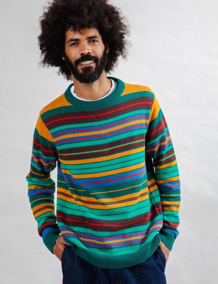 Pullover Multistriped Gr&uuml;n