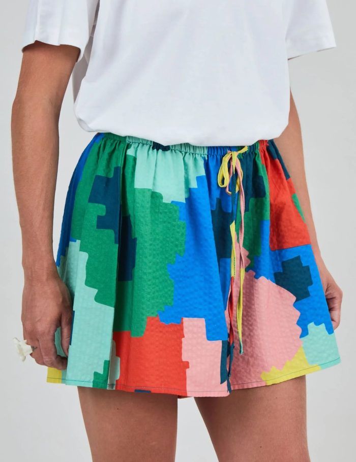 Shorts Maxi Flower Bali Loose Blau Shorts Maxi Flower Bali Loose Blau