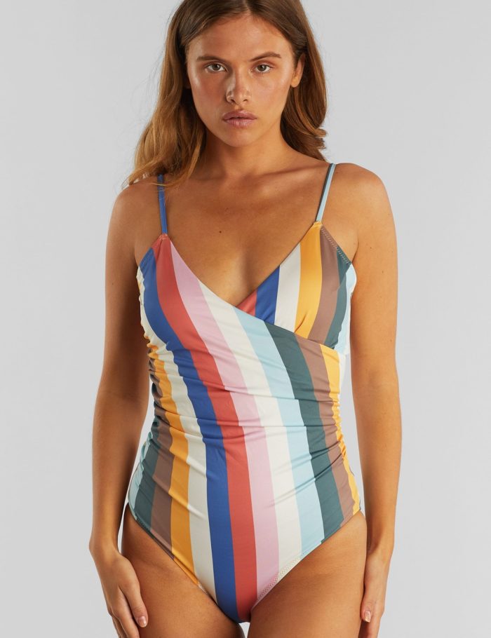 Badeanzug Klinte Stripes Multi Color Rosa
