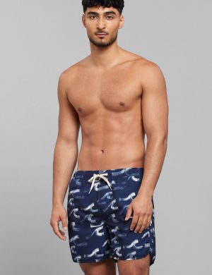 Badeshorts Sandhamn Brushed Waves Blau