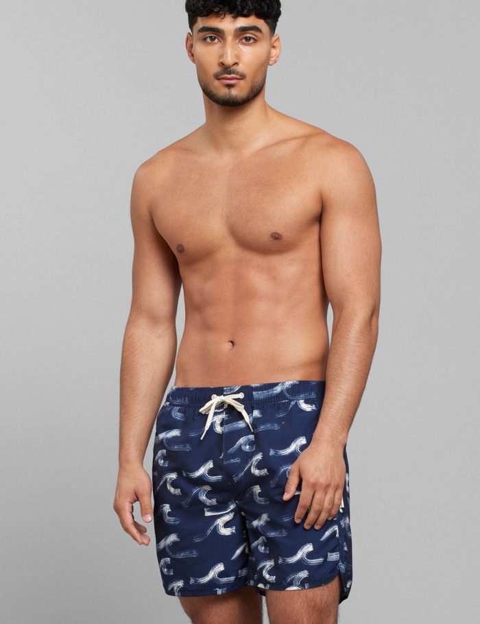 Badeshorts Sandhamn Brushed Waves Blau