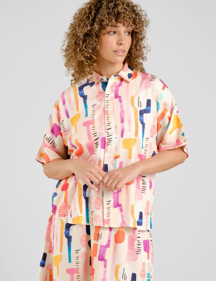 Bluse Alsvik Summer Abstract Pink