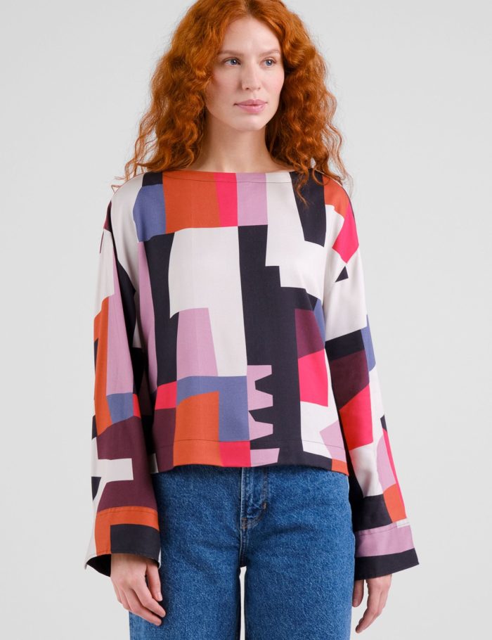 Bluse Udda Abstract Chaos Rot