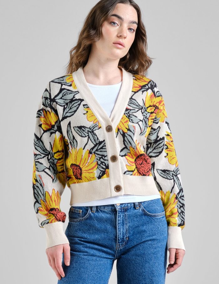 Cardigan Kanan Sunflower AOP Off White