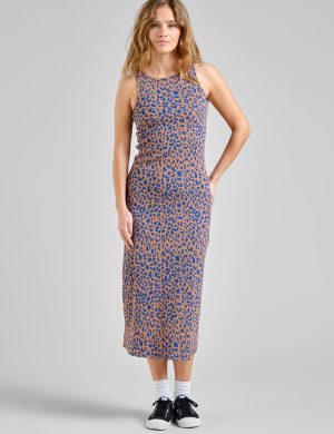 Kleid Motala Rib Leopard Light Brown