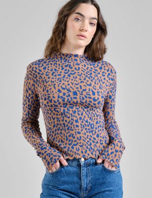Longsleeve Ryd Rib Leopard Light Brown