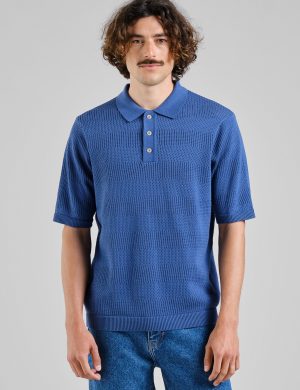 Poloshirt Knitted Nogersund Blau
