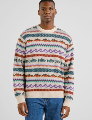 Strickpullover Mora Fair Isle Trout Off White