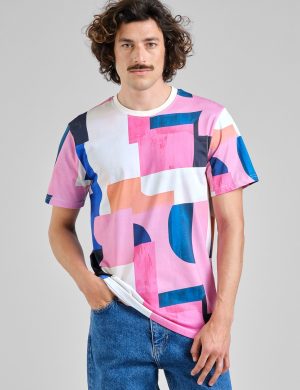 T-Shirt Stockholm Abstract Block Multi Color Rosa