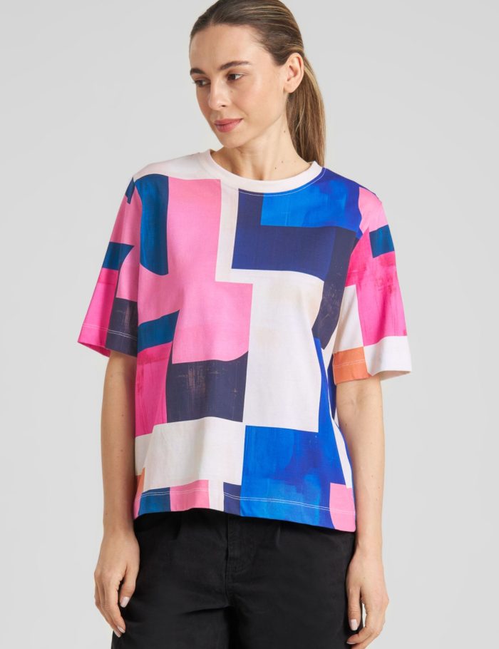 T-Shirt Vadstena Abstract Block Multi Color Rosa