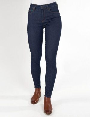 fairjeans Röhrenjeans SKINNY HIGH NAVY, eng und elastisch mit hohem Bund, dunkelblau