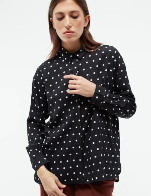 Bluse GBIva Polka Dots Schwarz