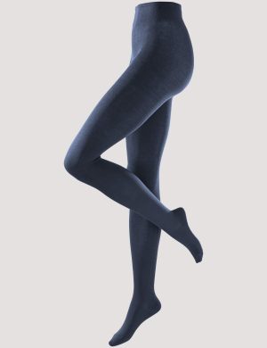 hessnatur Blickdichte Strumpfhose aus Bio-Baumwolle - blau