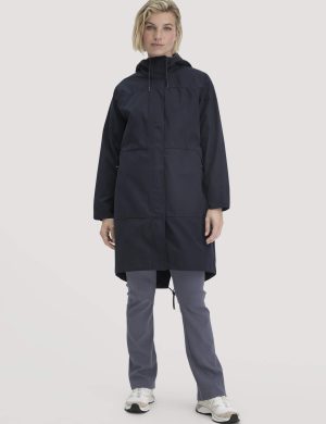 hessnatur Damen Allwetter Parka NATURE SHELL Relaxed aus Bio-Baumwolle - blau