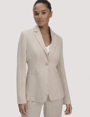 hessnatur Damen Blazer Regular aus Leinen - beige