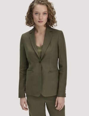 hessnatur Damen Blazer Regular aus Leinen - grün