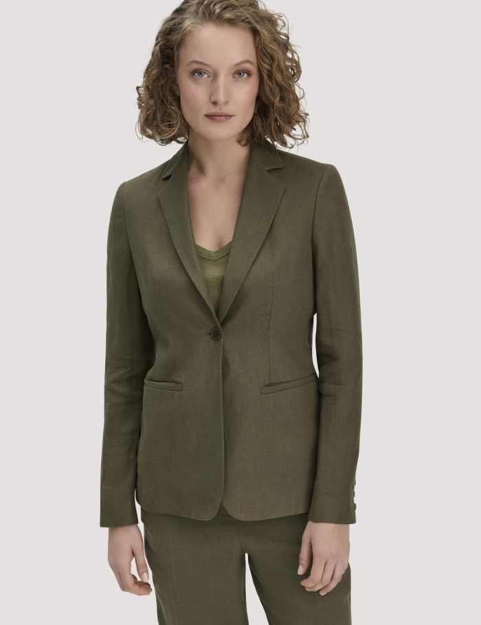 hessnatur Damen Blazer Regular aus Leinen - grün