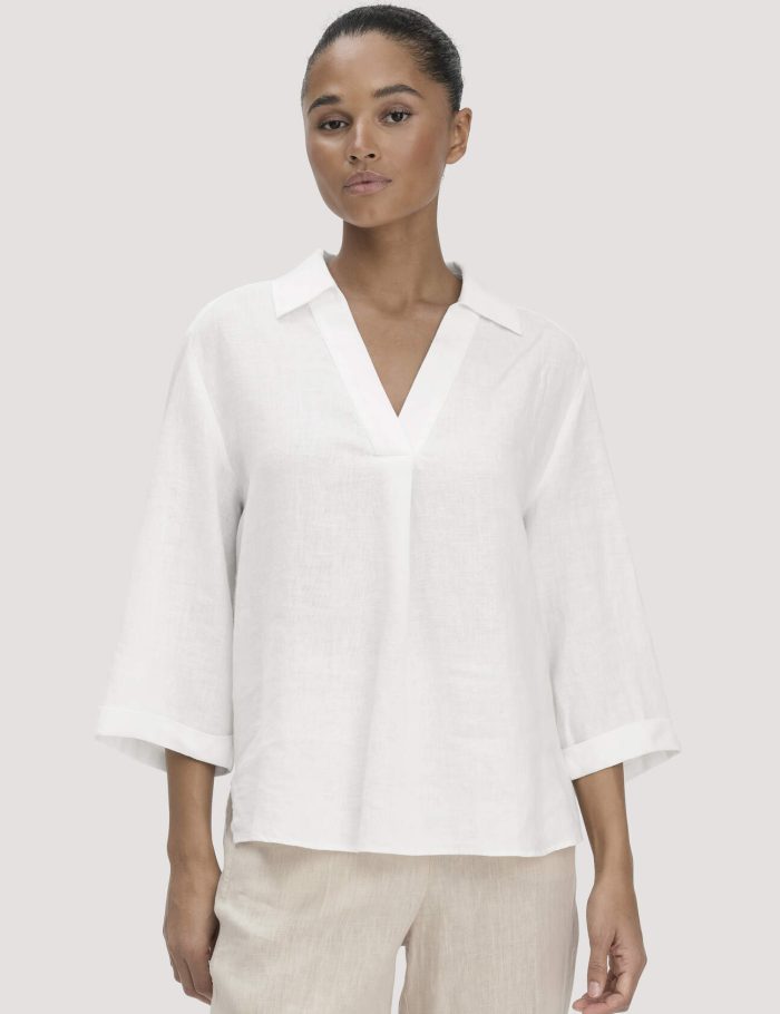 hessnatur Damen Bluse Relaxed aus Leinen - weiß hessnatur Damen Bluse Relaxed aus Leinen - weiß