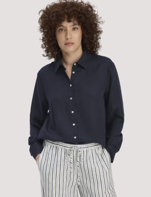 hessnatur Damen Bluse Relaxed aus TENCEL™ Lyocell - blau