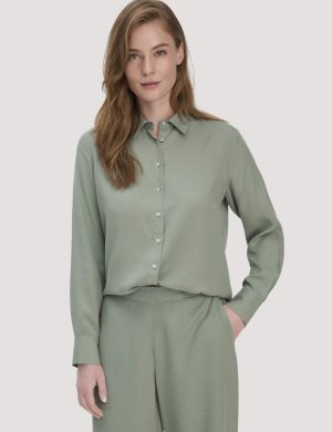 hessnatur Damen Bluse Relaxed aus TENCEL™ Lyocell - grün