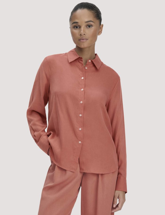 hessnatur Damen Bluse Relaxed aus TENCEL™ Lyocell - orange