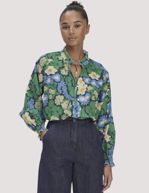 hessnatur Damen Bluse Relaxed LIV LEE aus Bio-Baumwolle - grün