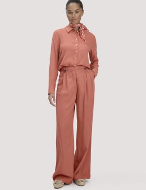 hessnatur Damen Bundfalten Hose Wide Leg aus TENCEL™ Lyocell - orange