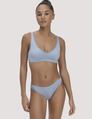 hessnatur Damen Bustier COTTON FEEL LACE aus Bio-Baumwolle - blau