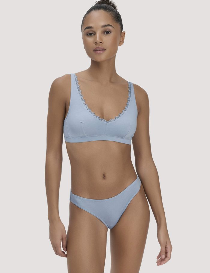 hessnatur Damen Bustier COTTON FEEL LACE aus Bio-Baumwolle - blau hessnatur Damen Bustier COTTON FEEL LACE aus Bio-Baumwolle - blau