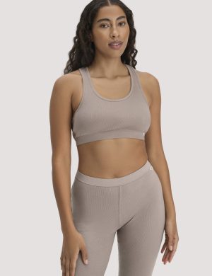 hessnatur Damen Bustier Racerback SOFT RIB aus Bio-Baumwolle - beige