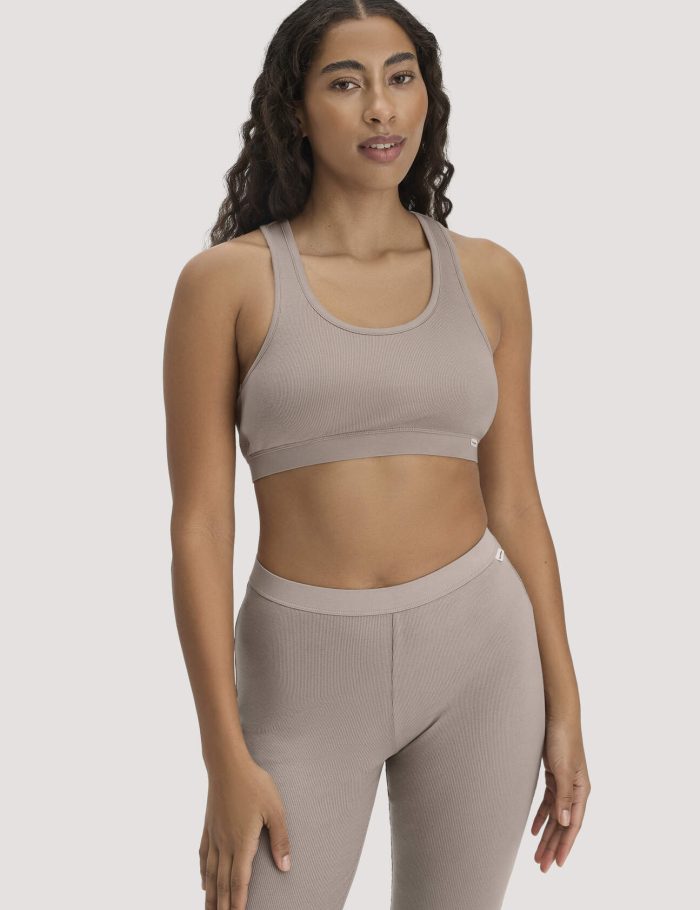 hessnatur Damen Bustier Racerback SOFT RIB aus Bio-Baumwolle - beige