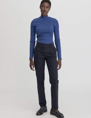 hessnatur Damen Chino Straight Leg Regular aus Bio-Baumwolle - blau