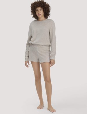 hessnatur Damen Frottee Shorts PURE COTTON aus Bio-Baumwolle - beige